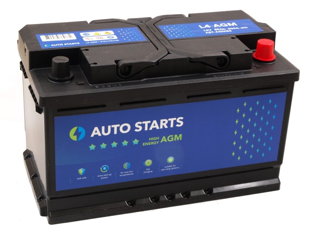Akumulators AUTO STARTS HIGH ENERGY AGM 12V 80Ah, 800A (EN) 315x175x190 0/1